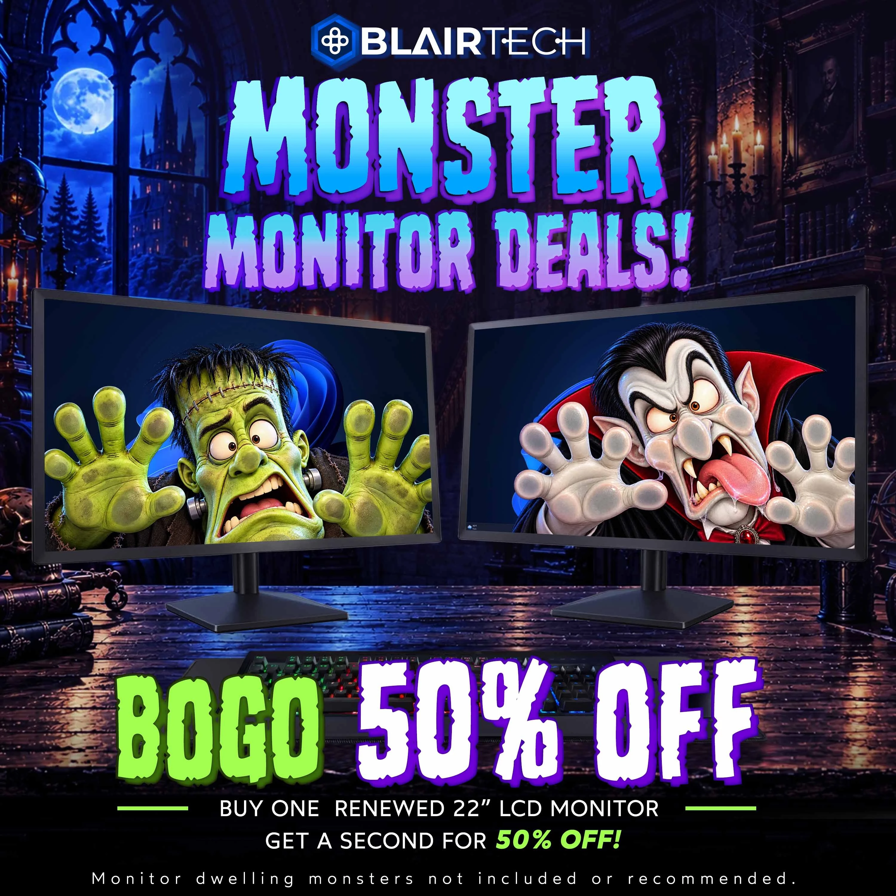 Monster Monitor Deals! Buy One Renewed 22 inch LCD Monitor, Get a Second for 50% Off