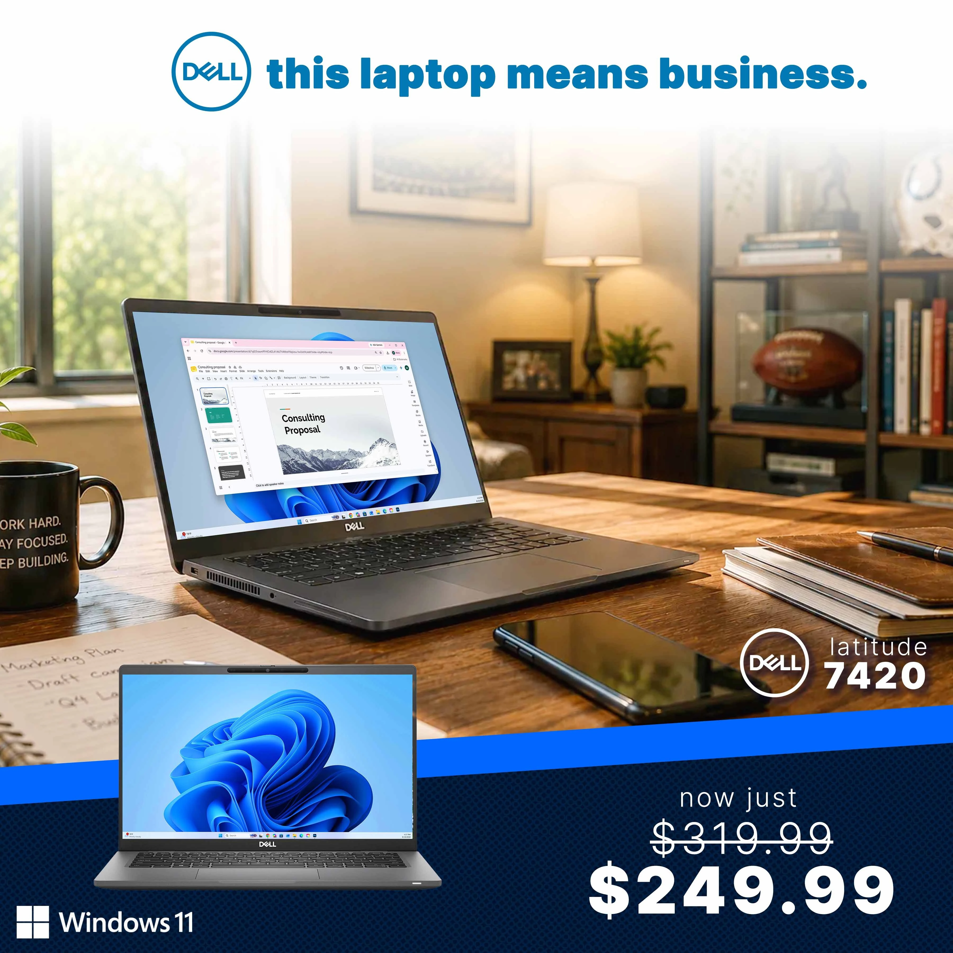 Click Here to Shop the Laptop That Means Business - Dell Latitude 7420 - Originally $319.99, Now Just $249.99