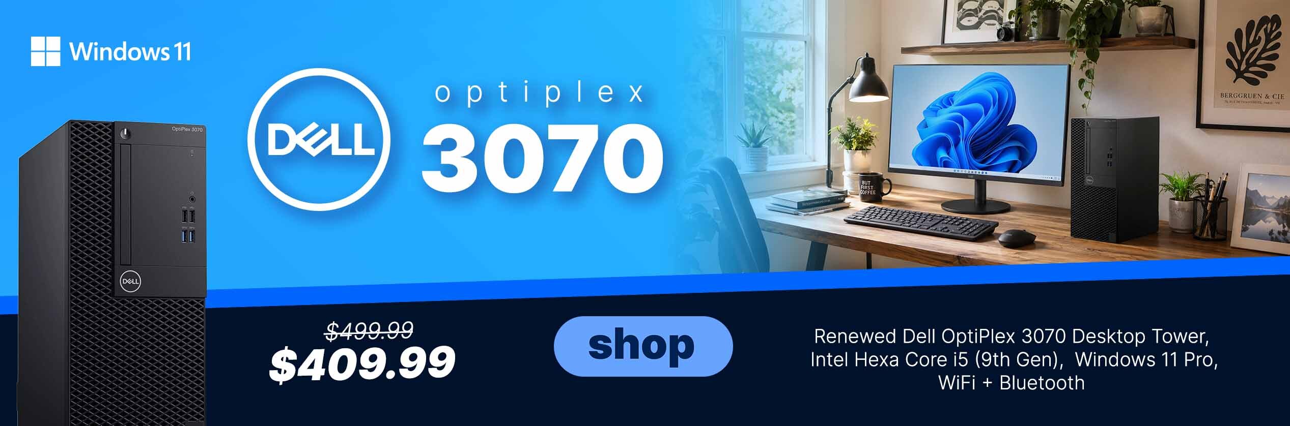 Get the Renewed Dell OptiPlex 3070 Desktop Tower for only $409.99!