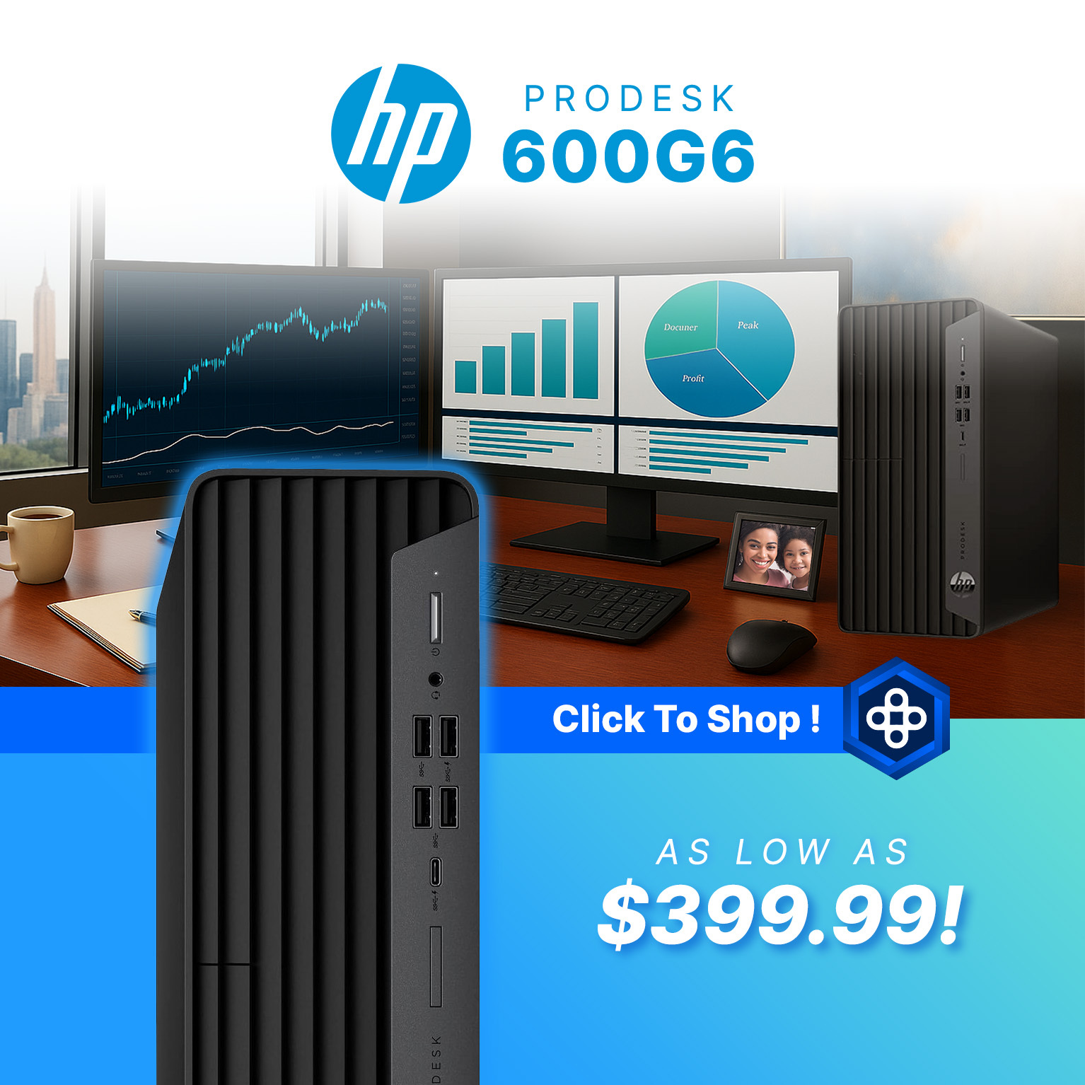 A Desk with HP ProDesk 600G6 Tower