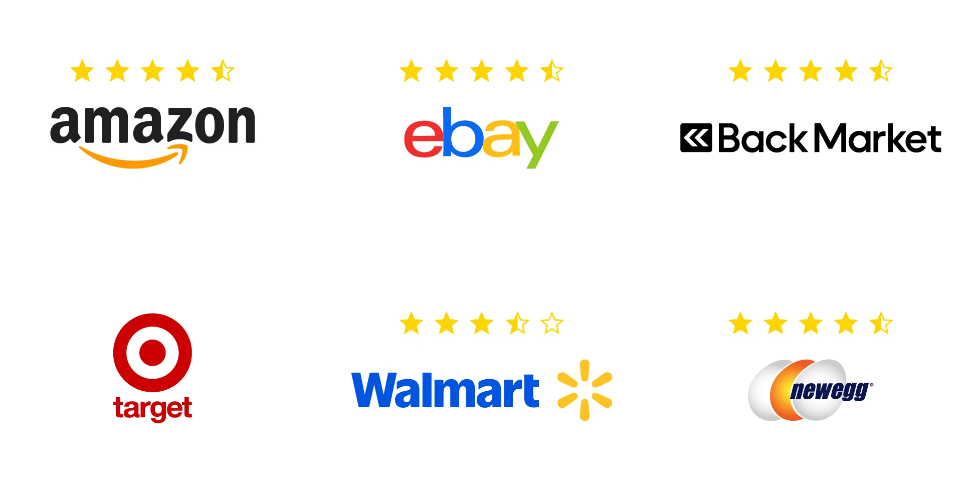 Amazon, eBay, Back Market, Target, Walmart, Newegg