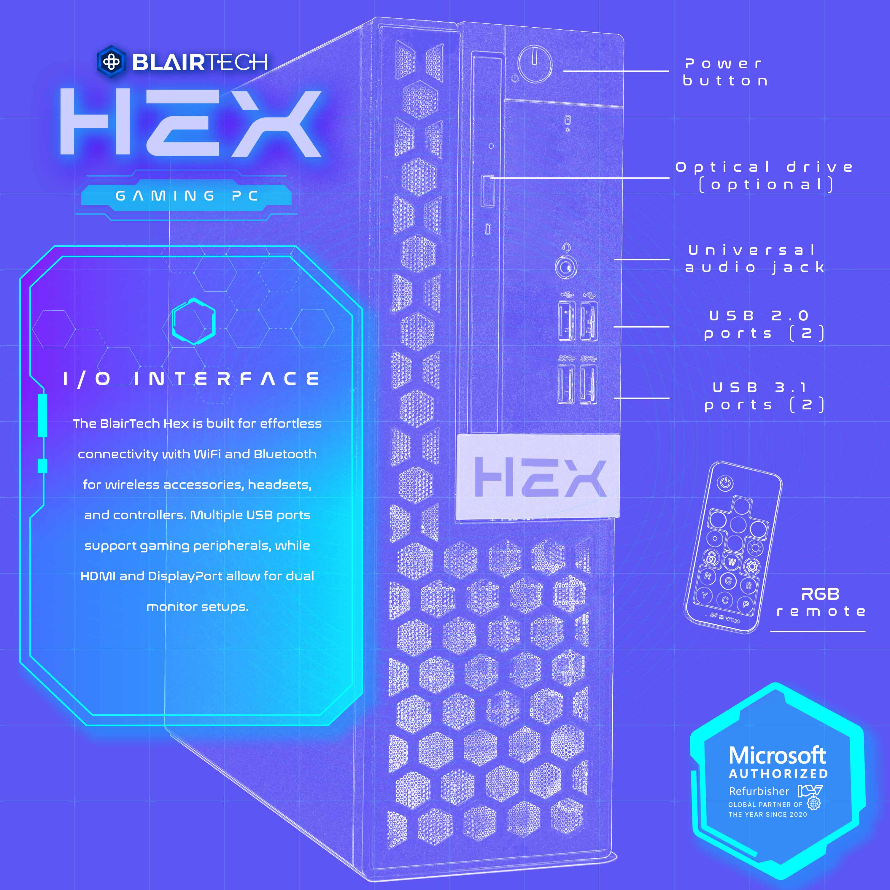 BlairTech HEX Gaming Computer - Intel i5-8500 Hexa-Core Processor