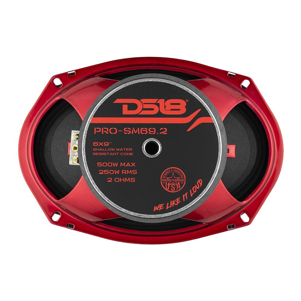 DS18 PRO 6x9" Shallow Water Resistant Cone Mid-Range Loudspeaker 500 Watts 2-Ohm