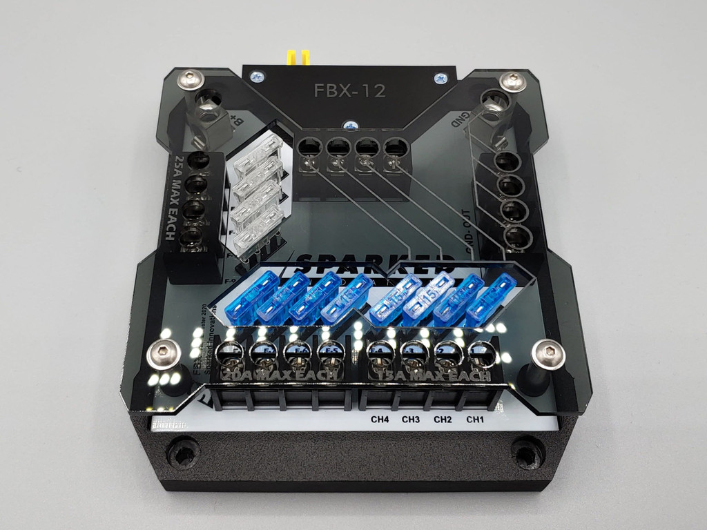 Sparked Innovations FBX-12 ATC Blade Fuse 12 Circuit Block with Negative Bus and Cover