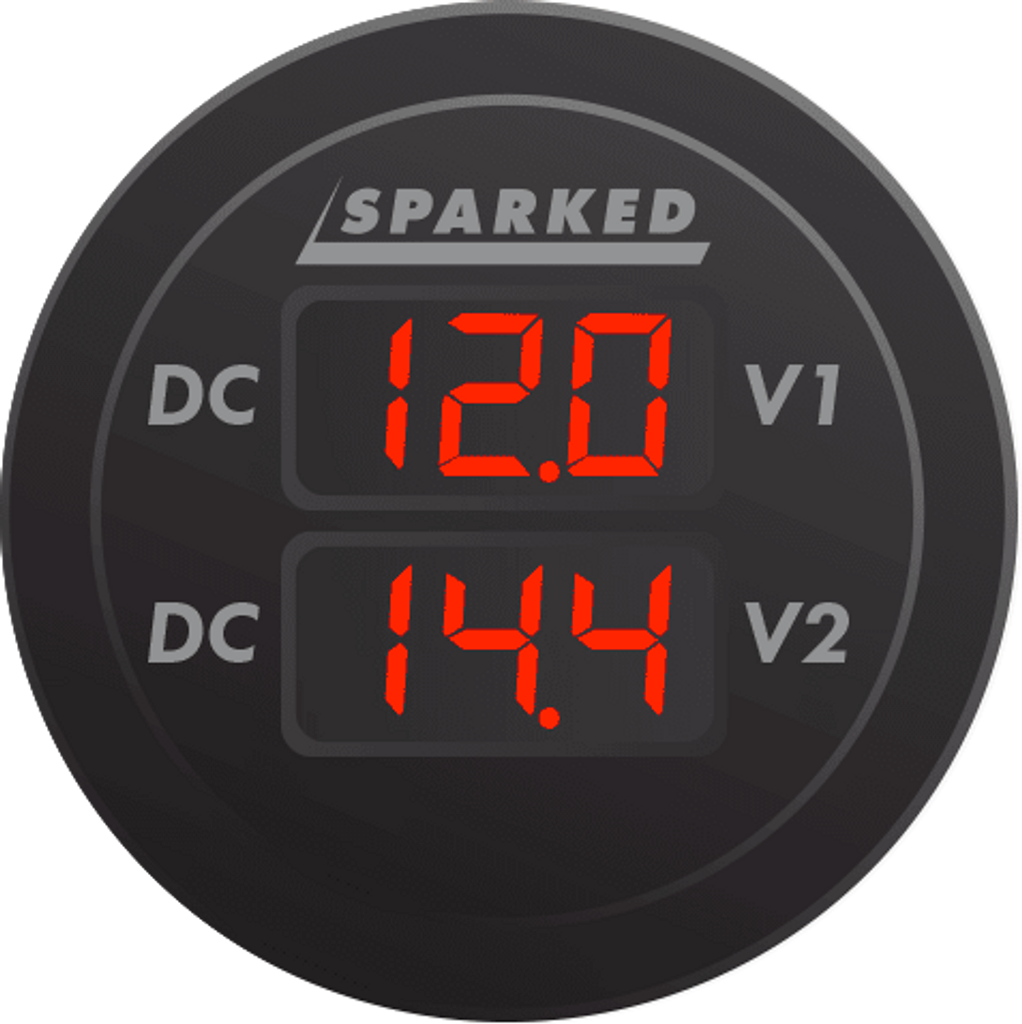 Sparked Innovations Dual Battery Voltmeter Monitor 12V DC for Main and