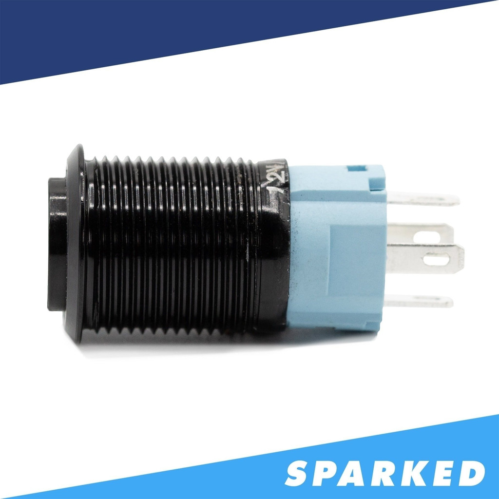 Sparked Innovations Black Latching 12V Push Button Switch SPDT Halo Ring