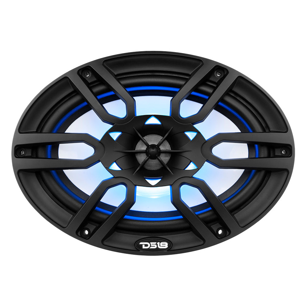DS18 - HYDRO 6X9" 2-Way Marine Speakers with Integrated RGB LED Lights 375 Watts - Black