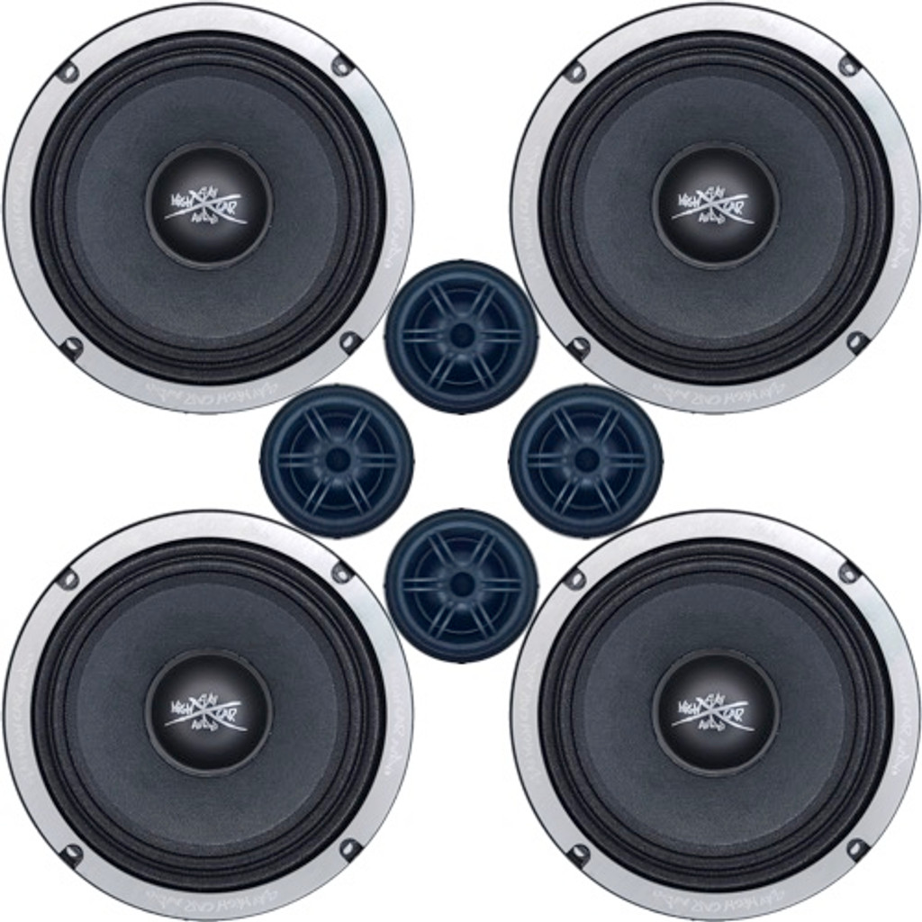 SHCA Pro Audio Package 4 EL88 8" Midrange Midbass Speakers & 4 TW1S Tweeters