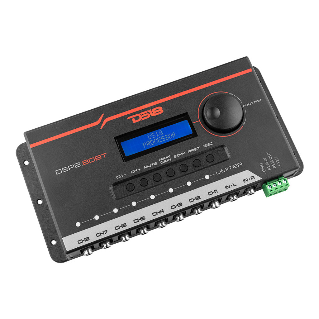 DS18 - DSP2.8DBT 2-Channel In  8-Channel Out Digital Sound Processor w/ Bluetooth &  LCD Screen