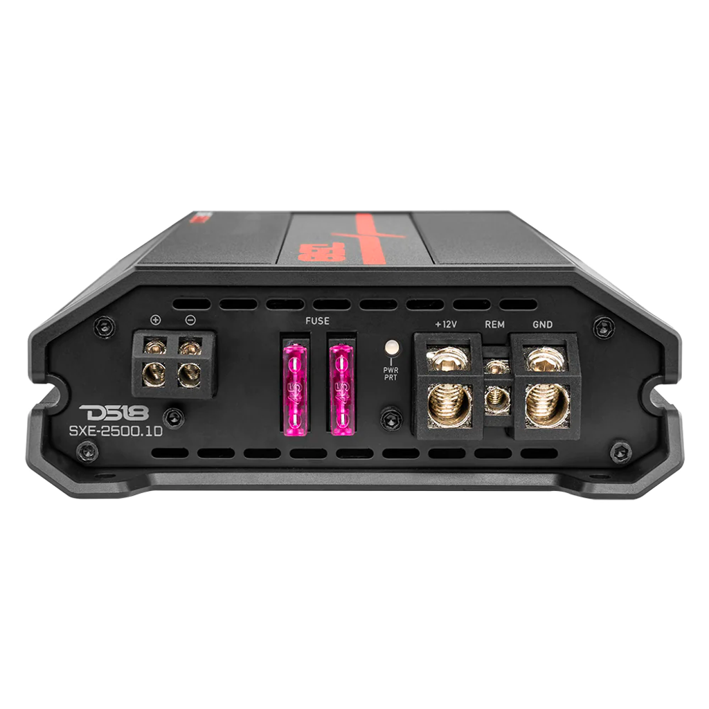 DS18 SXE-2500.1D Class D 1-Channel Monoblock Car Amplifier 800 x 1 RMS @1 Ohm 2500 Watts - Black