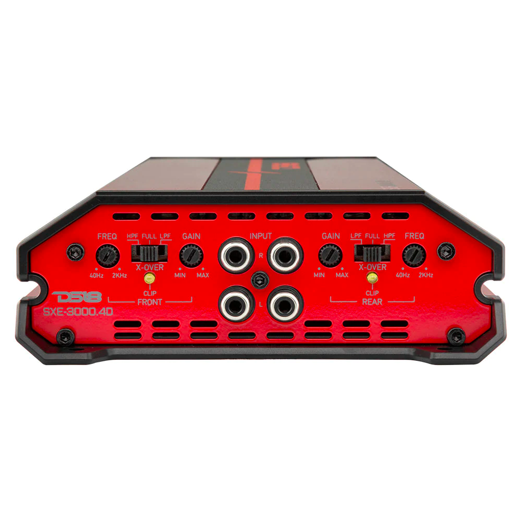DS18 SXE-3000.4D Class D 4-Channel Full-Range Car Amplifier 200 x 4 RMS @4 OHM 3000 Watts - Red