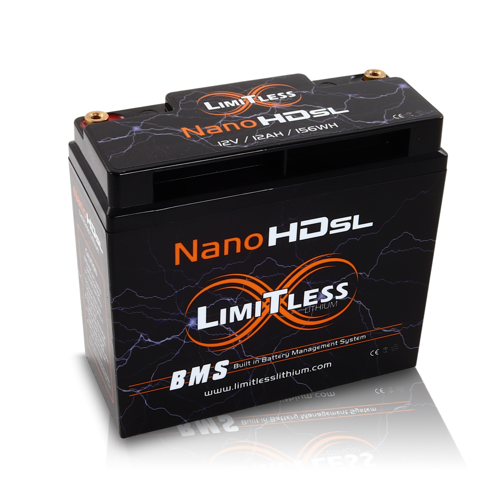 Limitless Lithium Nano -HD SL 12AH Motorcycle / Power sports Battery With 3.5A Battery Maintainer (BCI 20 Case)