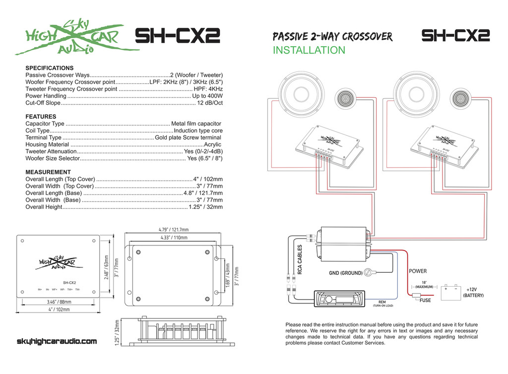 Sky High Car Audio Passive 2-Way Crossover