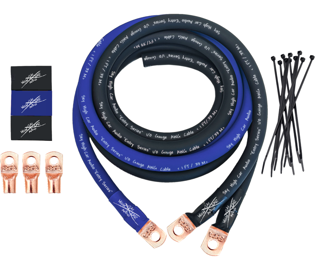 Sky High Car Audio E-Series 1/0 Big 3 Upgrade Kit Blue