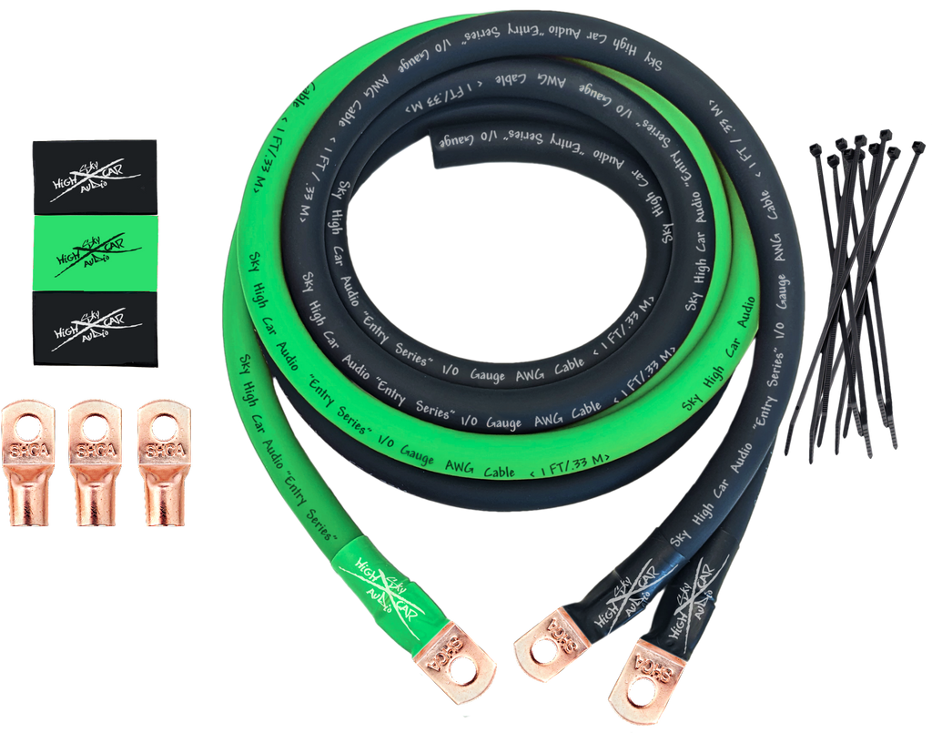 Sky High Car Audio E-Series 1/0 Big 3 Upgrade Kit Green