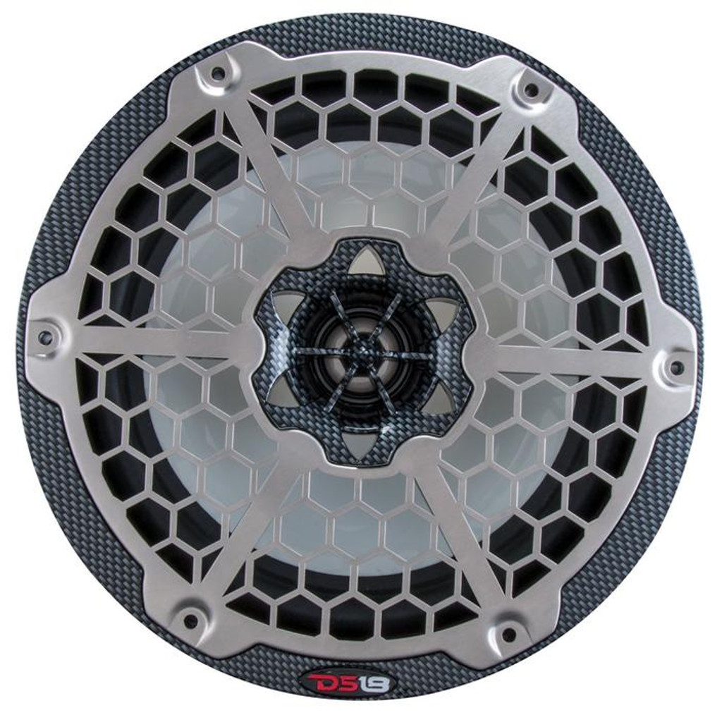 HYDRO 8" 2-WAY MARINE SPEAKERS WITH INTEGRATED RGB LED LIGHTS 450 WATTS BLACK CARBON FIBER (PAIR)