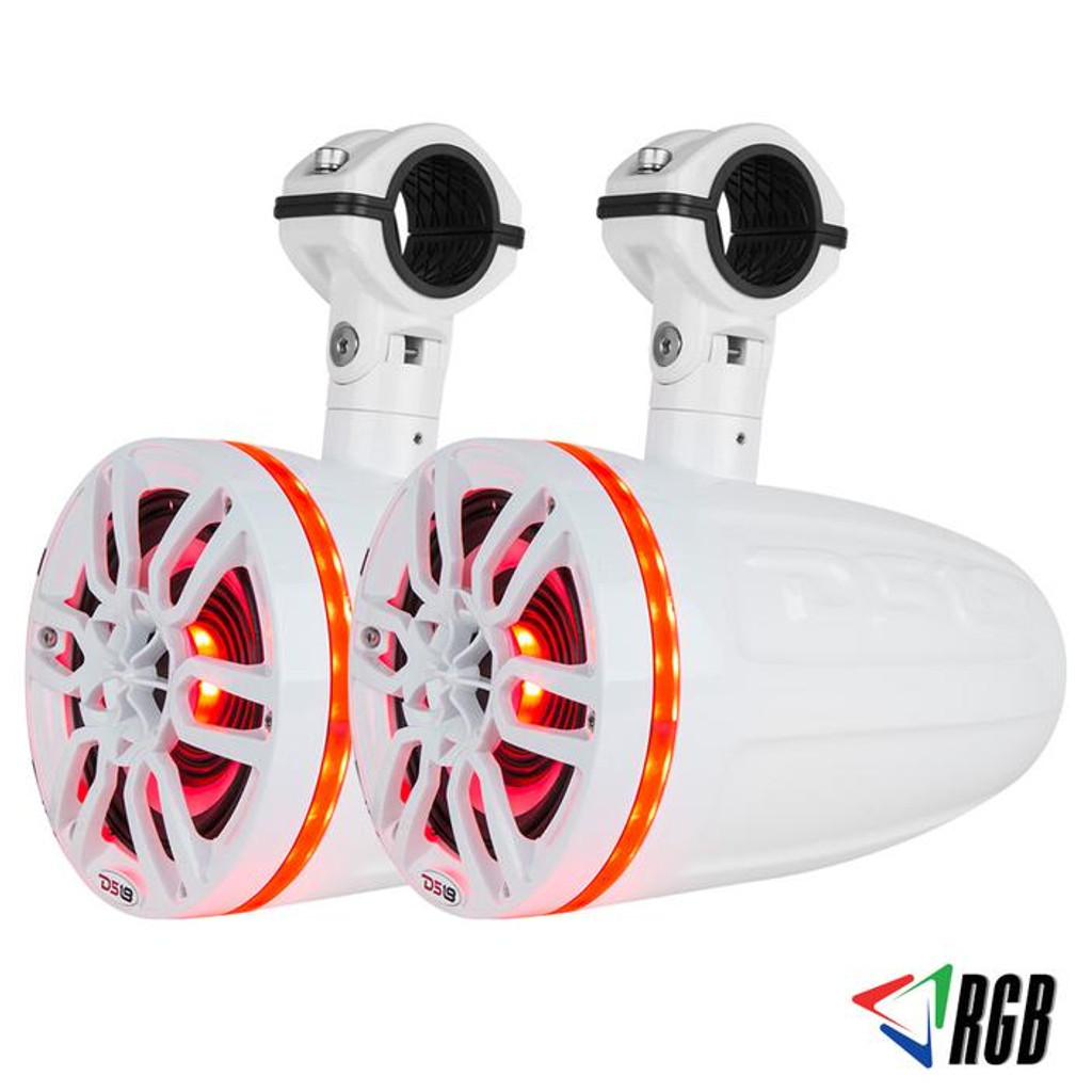 DS18 NXL8TPNEO HYDRO 8" 2-WAY MARINE WAKEBOARD POD TOWER SPEAKERS WITH 1.5" COMPRESSION DRIVER AND INTEGRATED RGB LIGHTS 550 WATTS (PAIR)