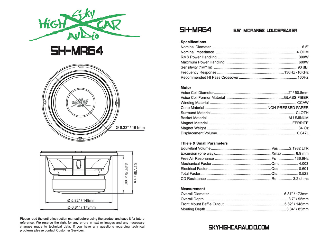 R☆Ｍ☆Kページ SHCA Pro Audio MR64 6.5