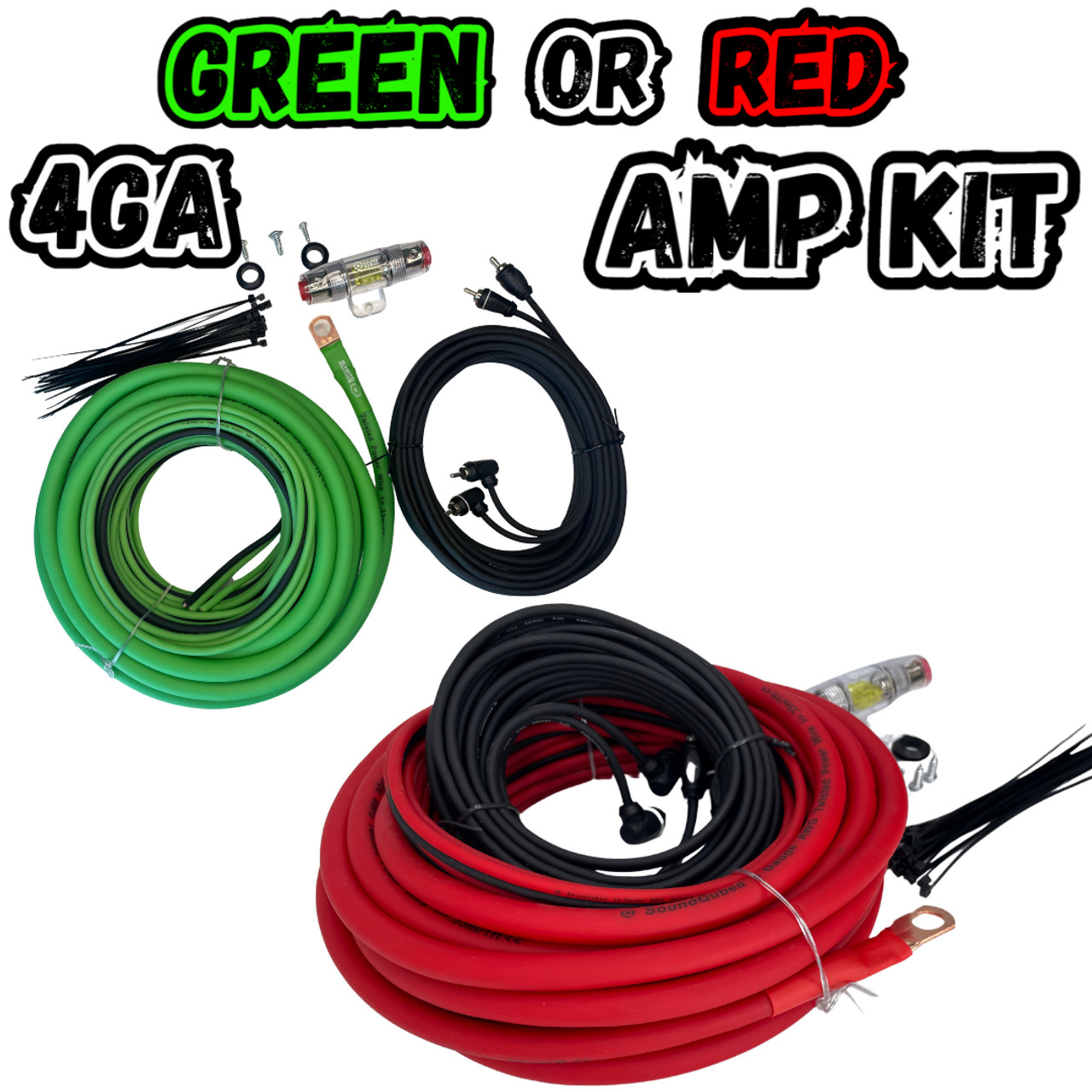 20 Feet Of Sky High 1/0 Gauge OFC Power & Ground Wire - 10ft Lime Green + 10ft Black For Car Audio