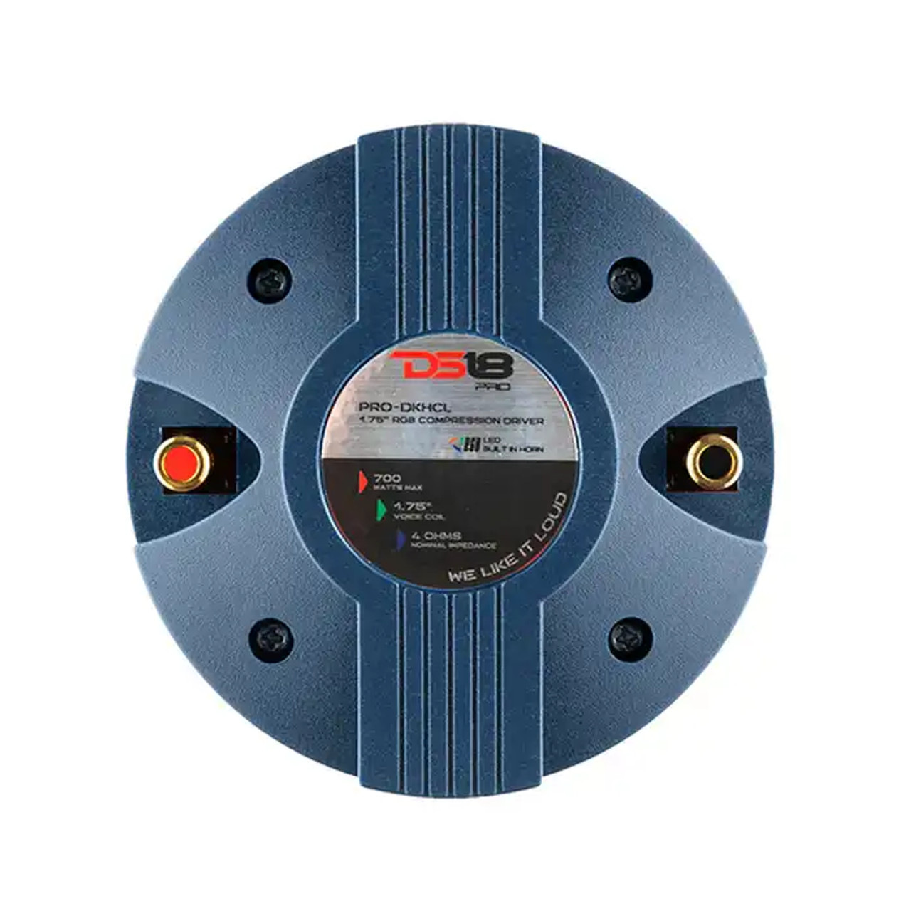 DS18 PRO-DKHCL PRO 1" Twist On Throat Compression Driver 1.75" Titanium VC with RGB Led Light Horn and Built-in Crossover 700 Watts 4 Ohms DS18