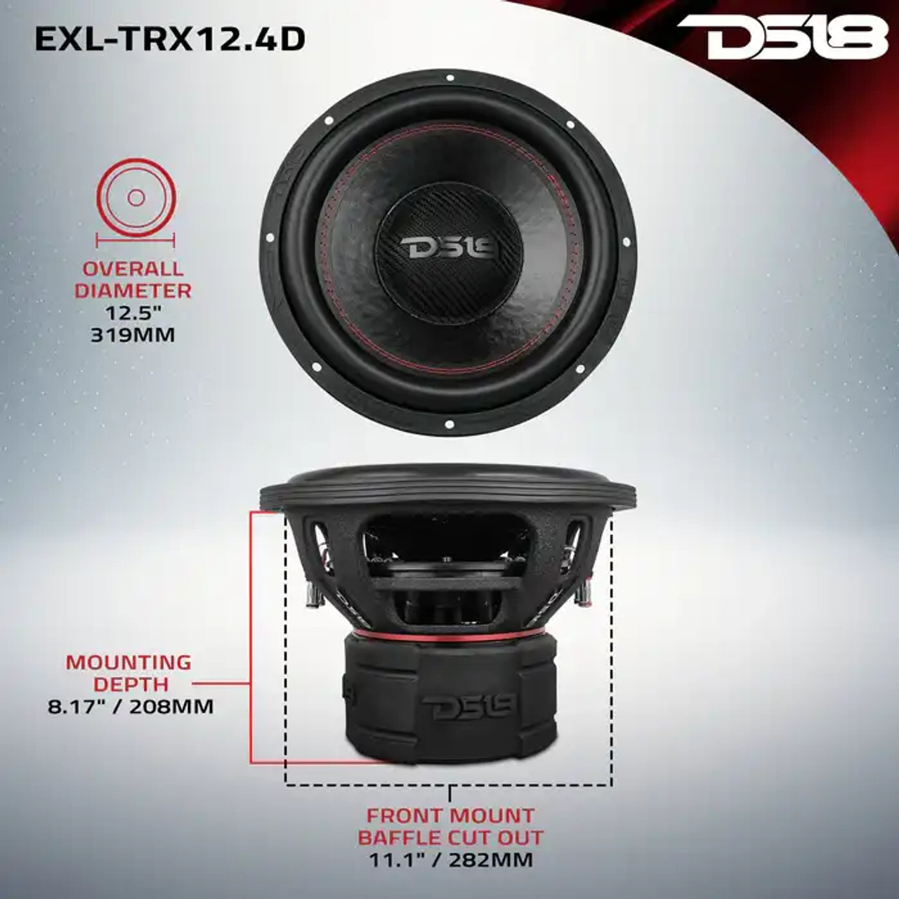 DS18 EXL 12” Subwoofer Triple Stack with Reinforced Cone 2000 Watts RMS 4” Dvc 4-Ohm DS18