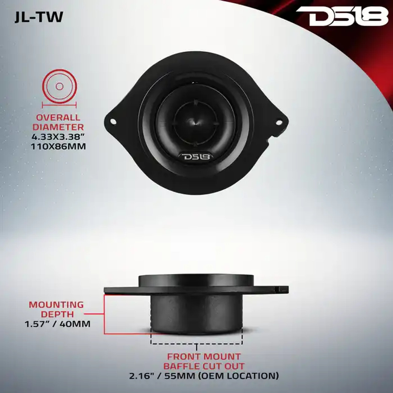 DS18 2.7" OEM Bullet Tweeter Replacement Upgraded For Jeep JL/JLU/JT 100 Watts RMS 4-Ohm 1" VC (PAIR) DS18