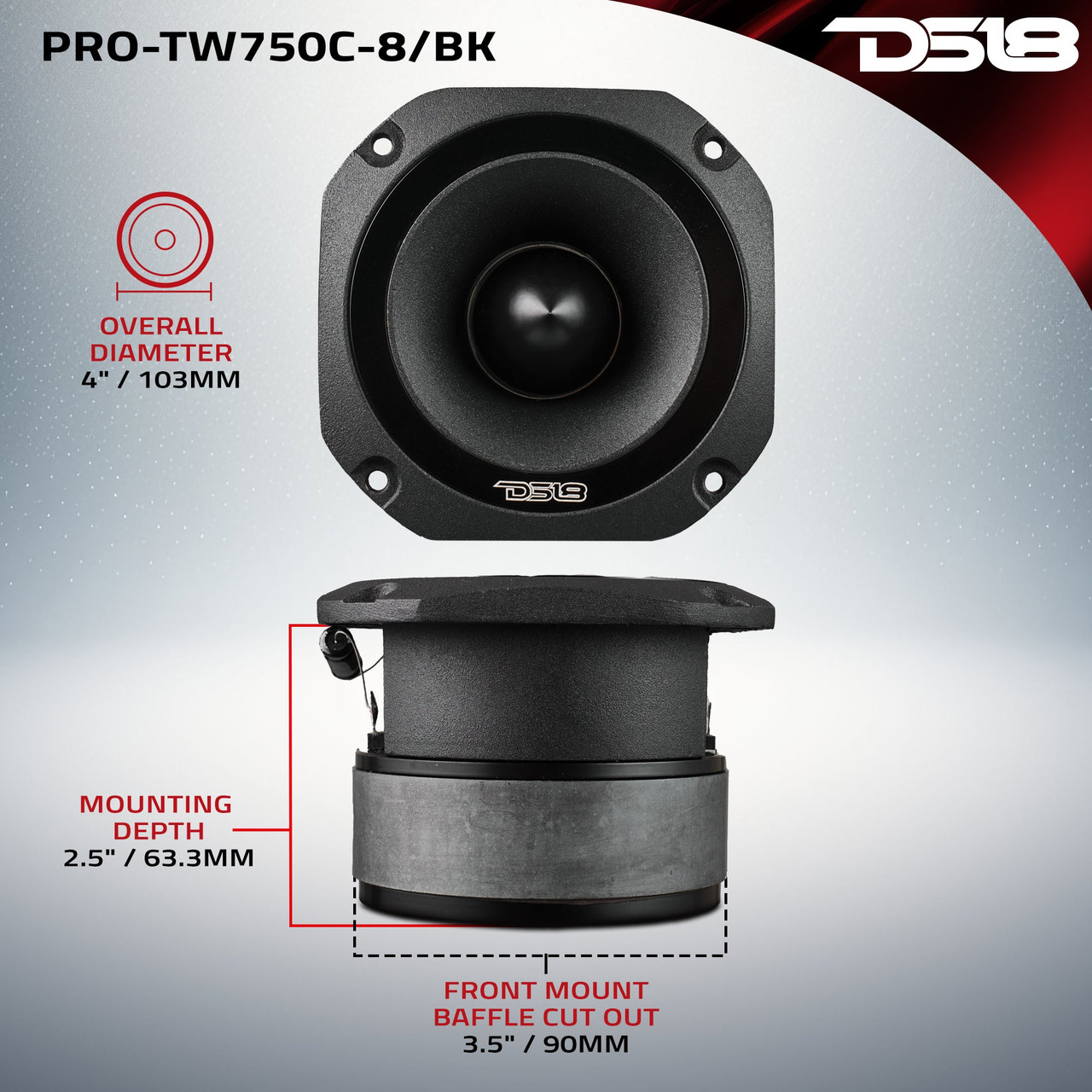 DS18 4" Super Bullet Tweeter with 1.5" Titanium Voice Coil and Oversized Ferrite Magnet 200 Watts 8-Ohm