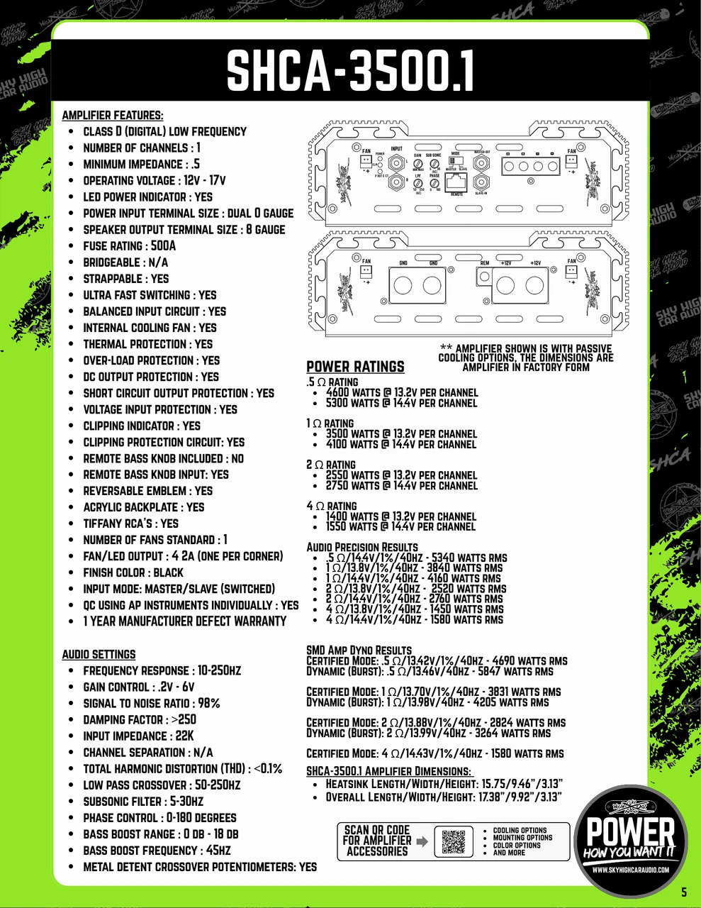 Sky High Car Audio 3500.1 Amplifier