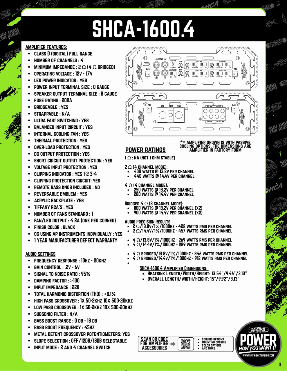 Sky High Car Audio 1600.4 Amplifier
