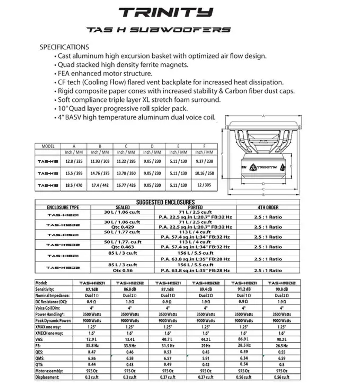 B-StockTrinity Audio H Series 15" Subwoofer D2 Trinity Audio Solutions