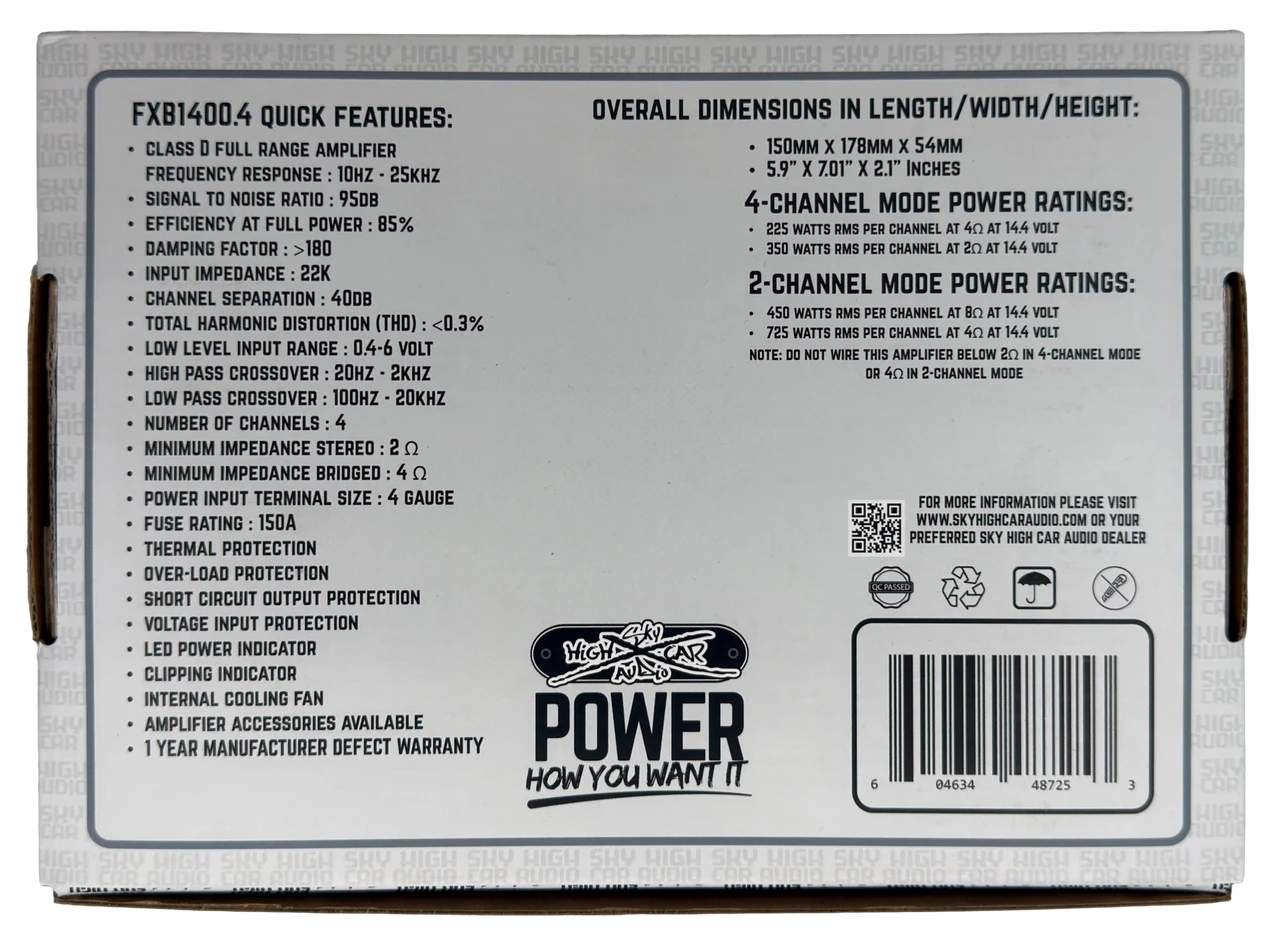 Sky High Car Audio FXB 1400.4 4 Channel Amplifier 