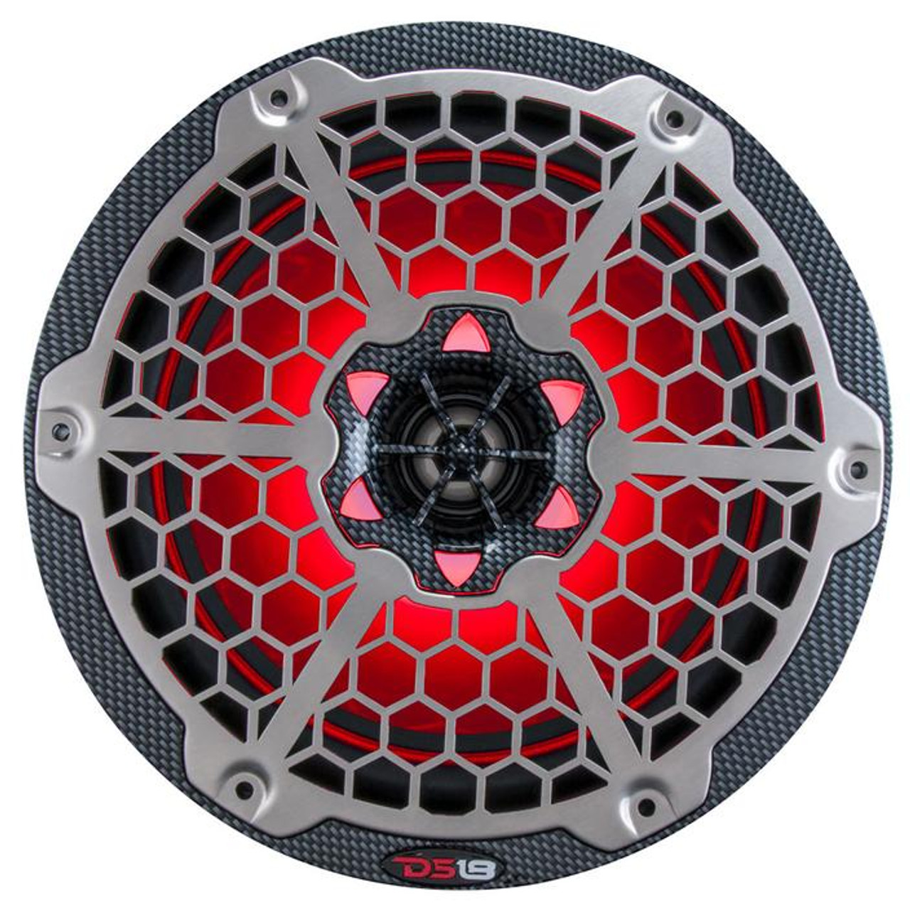 DS18 HYDRO 8" 2-WAY MARINE SPEAKERS WITH INTEGRATED RGB LED LIGHTS 450 WATTS BLACK CARBON FIBER (PAIR)
