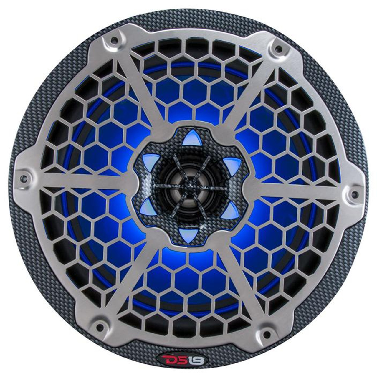 DS18 HYDRO 8" 2-WAY MARINE SPEAKERS WITH INTEGRATED RGB LED LIGHTS 450 WATTS BLACK CARBON FIBER (PAIR)