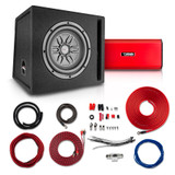 DS18 - LSE-110A Bass Package 1 x SLC-MD10 In a Ported Box with S-1500.1/RD Amplifier and 4-GA Amp Kit 400 Watts