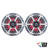 HYDRO 8" 2-WAY MARINE SPEAKERS WITH INTEGRATED RGB LED LIGHTS 450 WATTS BLACK CARBON FIBER (PAIR)