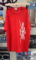 Sky High Car Audio Left Side Logo Red and White Shirt