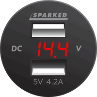 Sparked Innovations Voltmeter USB Charger Dual Ports for Auto or Marine