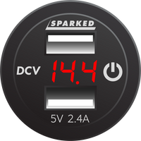 Sparked Innovations Voltmeter Dual Port USB Charger with Onboard Touch Switch