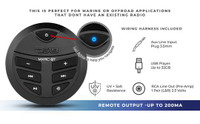 DS18 Marine Waterproof Universal Bluetooth Streaming Audio Receiver with Controller (Works with Android and iPhone)