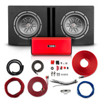 DS18 - LSE-210A Bass Package 2 x SLC-MD10 In a Ported Box with S-1500.1/RD Amplifier and 4-GA Amp Kit 800 Watts