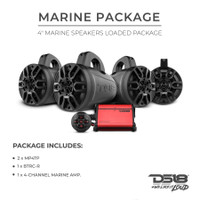 DS18 MP4TP.4A 4 x HYDRO 4" Wakeboard Tower Speakers 600 Watts Black with Amplifier and Bluetooth Remote Control BTRC-R