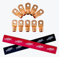 Sky High Car Audio 1/0 Gauge Copper or Tinned Copper Ring Terminals w/ Heat Shrink Tubing - 10 Pack