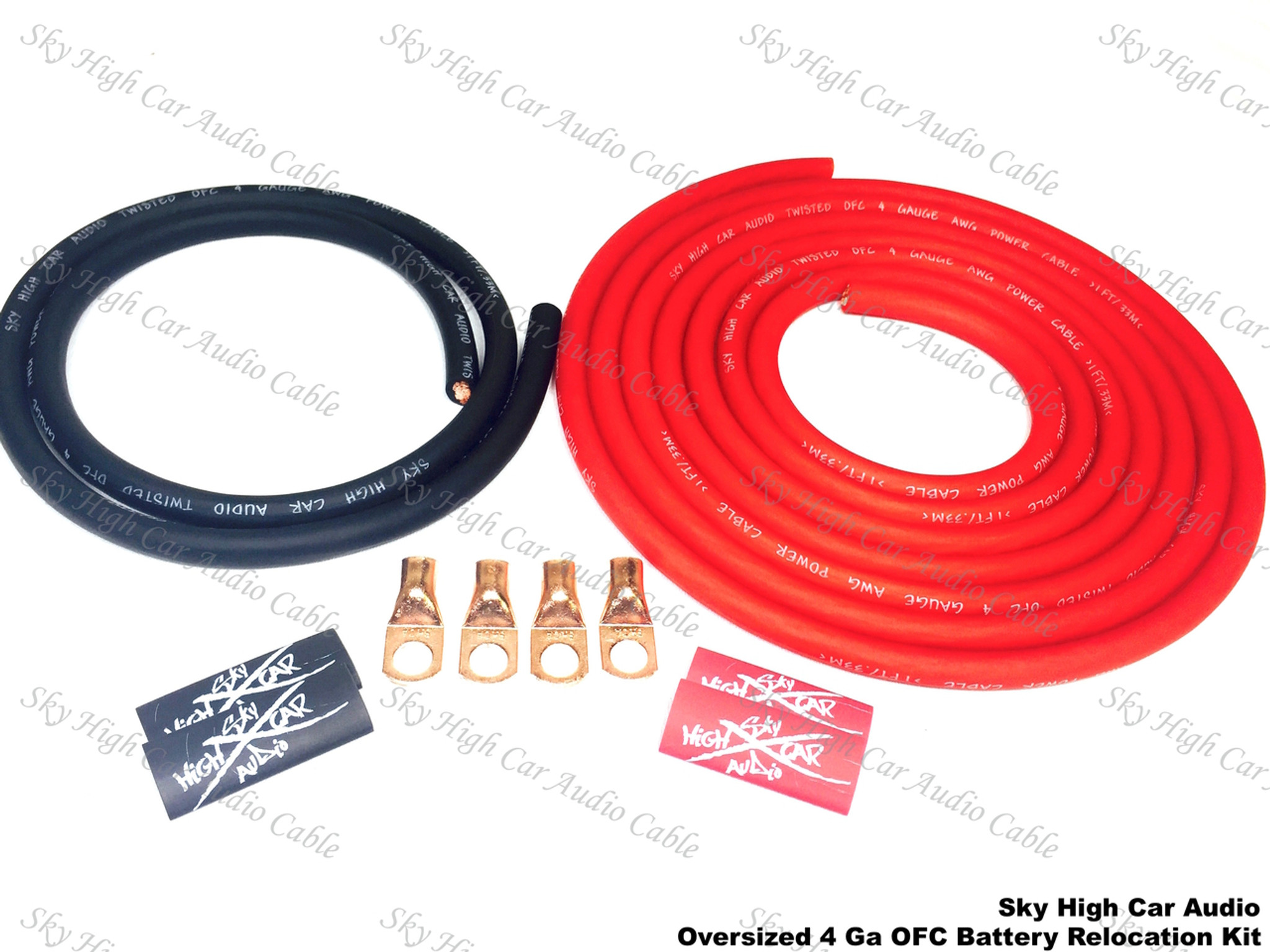 OFC 4 ga Battery Cable Relocation Kit Red/ Black Sky High Car Audio