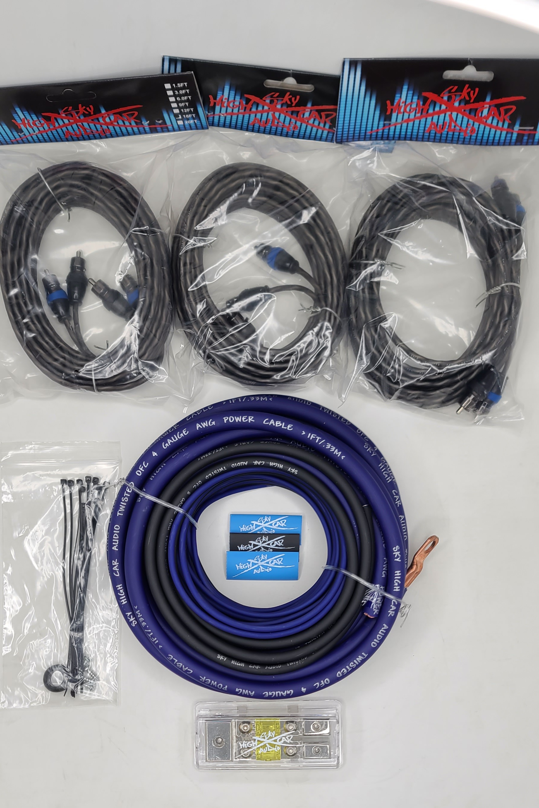 Sky High Car Audio 4-AWG OFC Amplifier Power Wire Kit, 17ft of 4-AWG OFC  Sky High Car Power Wire Kit + Accessories (SH01)