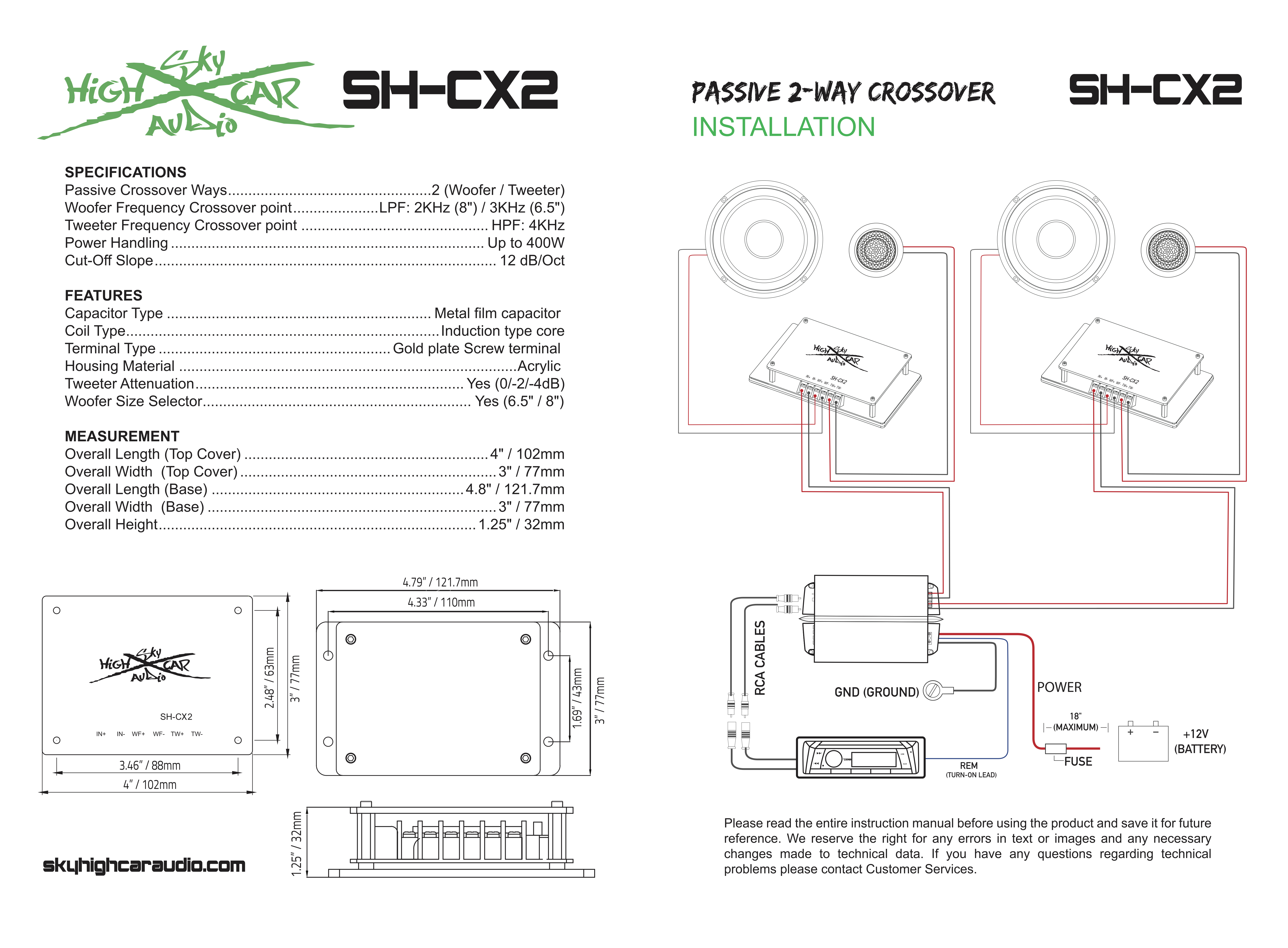 Sky High Car Audio Passive 2-Way Crossover