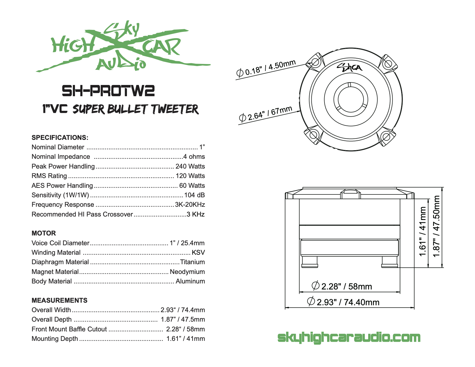 Sky High Car Audio TW2 Pro Neo Mini Bullet Tweeters (Pair)