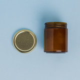 9 oz. Amber Straight Sided Jars with Gold Lids