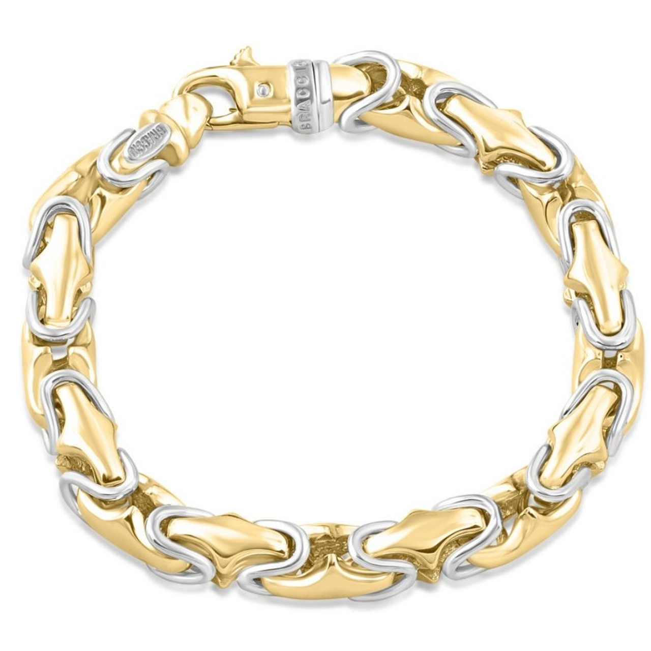 81 Gram Heavy 14k White Yellow Gold Mens 8.7mm Bracelet Lobster Two Tone  9.5