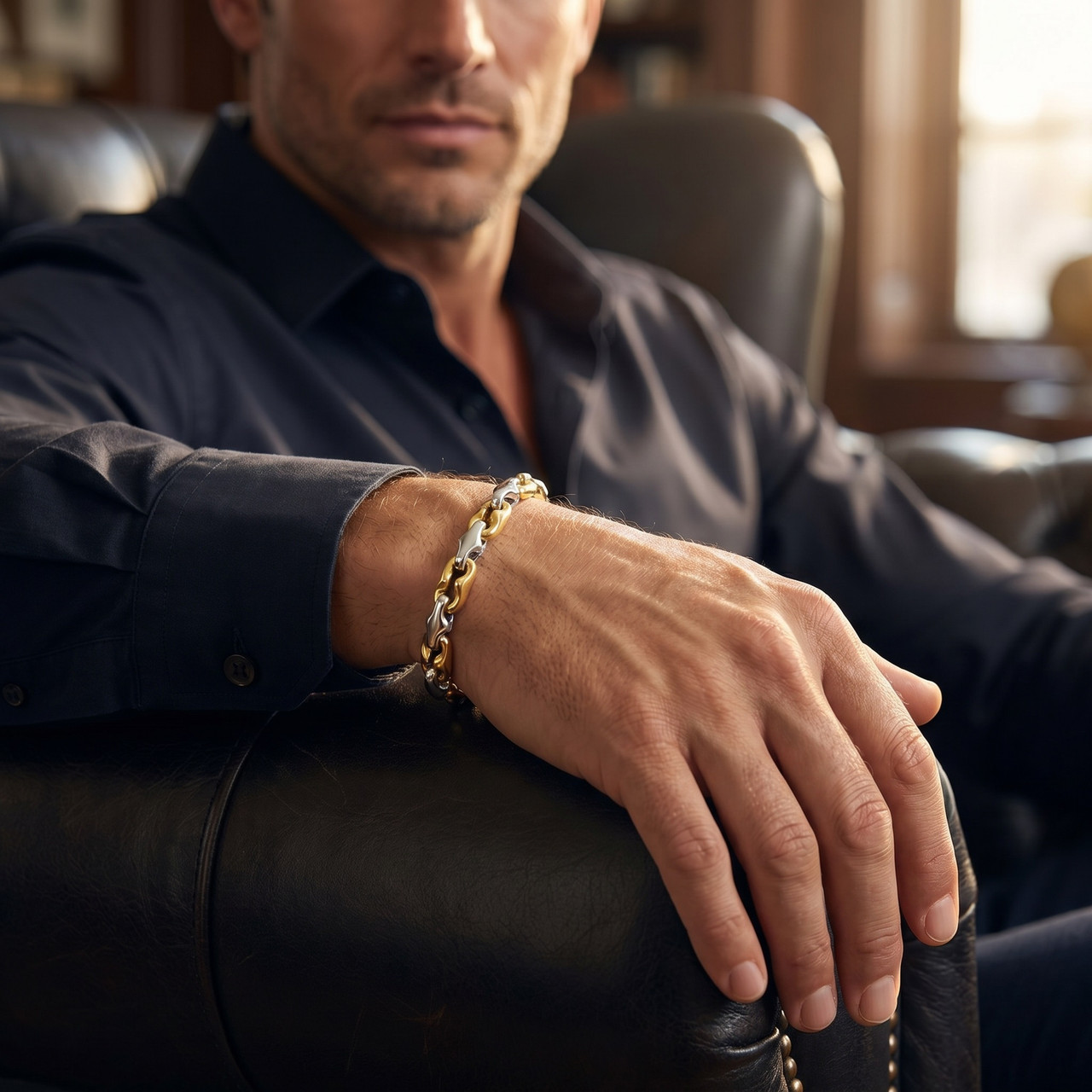 Men's Link 14K Gold (40gram) or Platinum (65gram) 6.5mm Bracelet 8