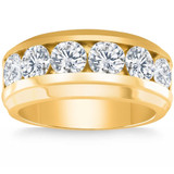 4Ct Diamond Men's Six Stone Anniversary Wedding Ring in 10k Yellow Gold 4Ct Diamond Men's Six Stone Anniversary Wedding Ring in 10k Yellow Gold